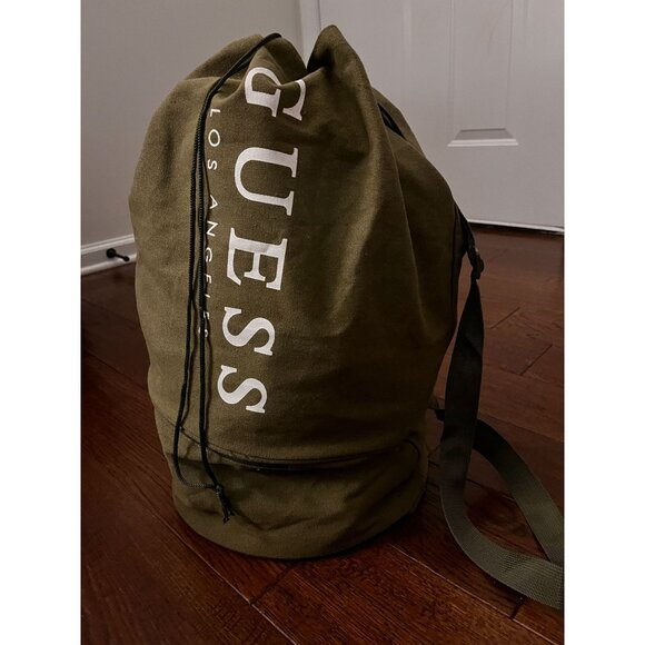 Vintage Guess Army Green Canvas Travel/Weekend Shoulder Duffel Bag (L) - Picture 1 of 8